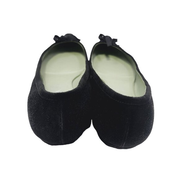 Prada Suede Bow Flats Shoes Women's Size 38.5 Black US 8.5 Slip On Fairy Goth - Picture 4 of 13